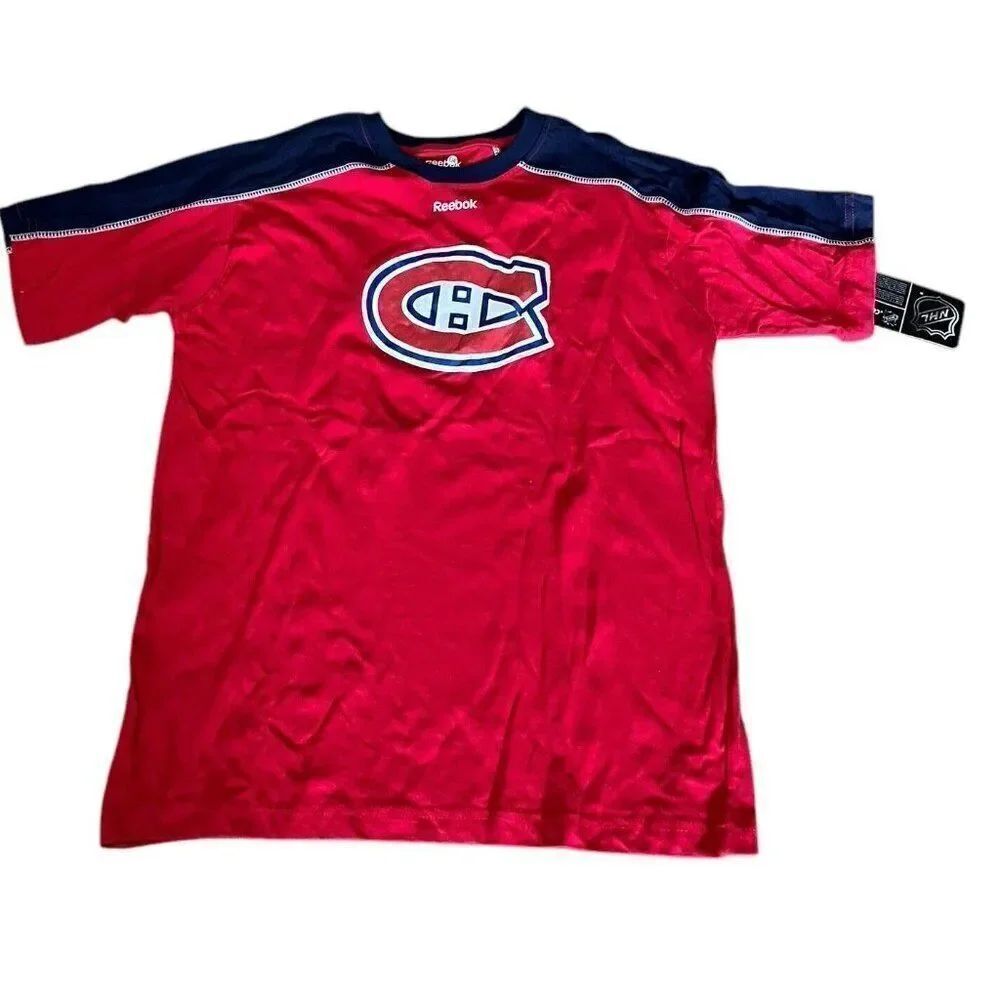 NHL Montreal Canadians Reebok Youth XL 18/20 Logo Tee Shirt Short Sleeve Red NWT